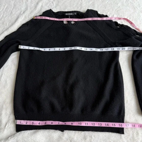 Tess Giberson 100% Cashmere Black Cable Knit Long Sleeve Sweater L - Picture 6 of 12
